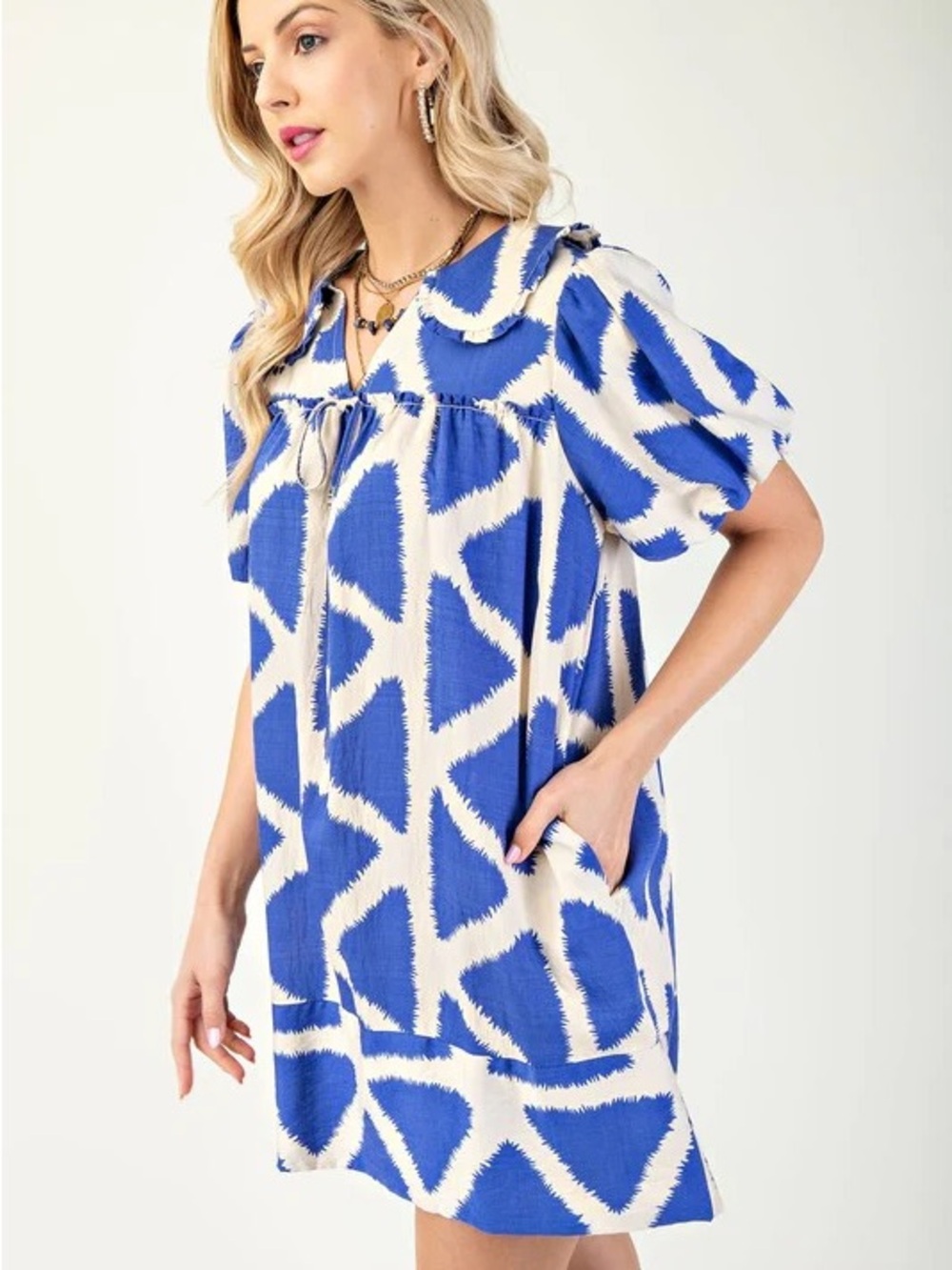 Blue & White 4th of July Midi Dress with pockets - Picture 7 of 9
